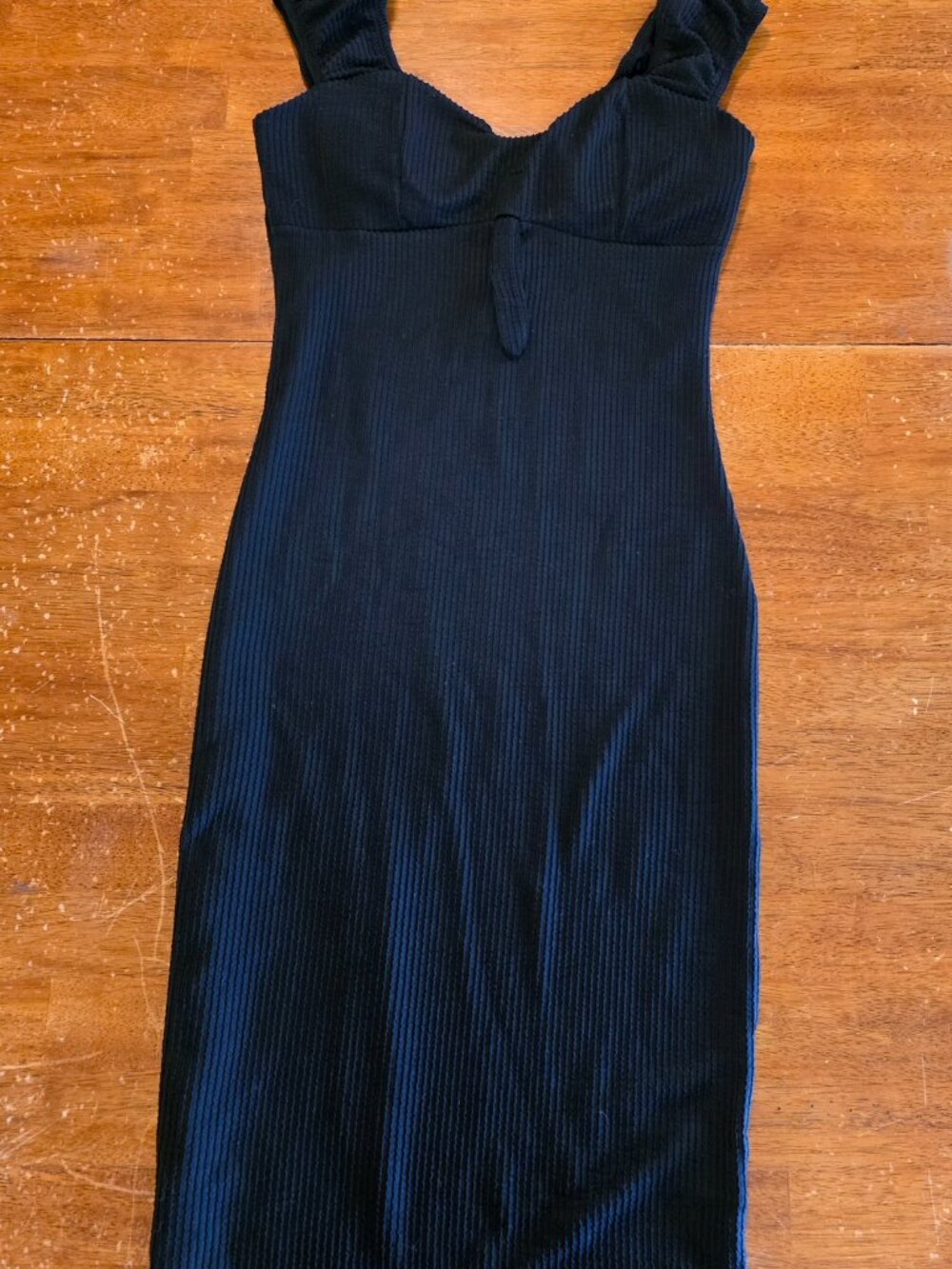 Women's Black Ribbed Bodycon Midi Dress No Boundaries Large 11-13